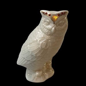 Vintage 1992 Owl from the Lenox China Jeweled Collection Made in USA White Owl
